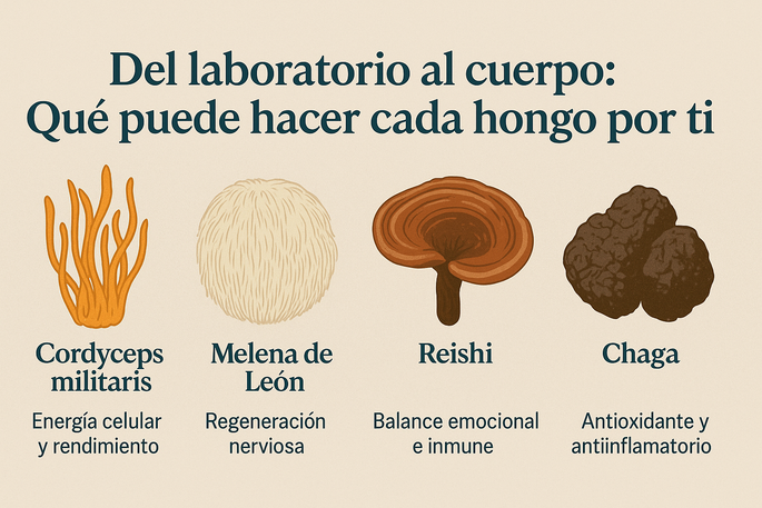 Del laboratorio al cuerpo: Qué puede hacer cada hongo por ti